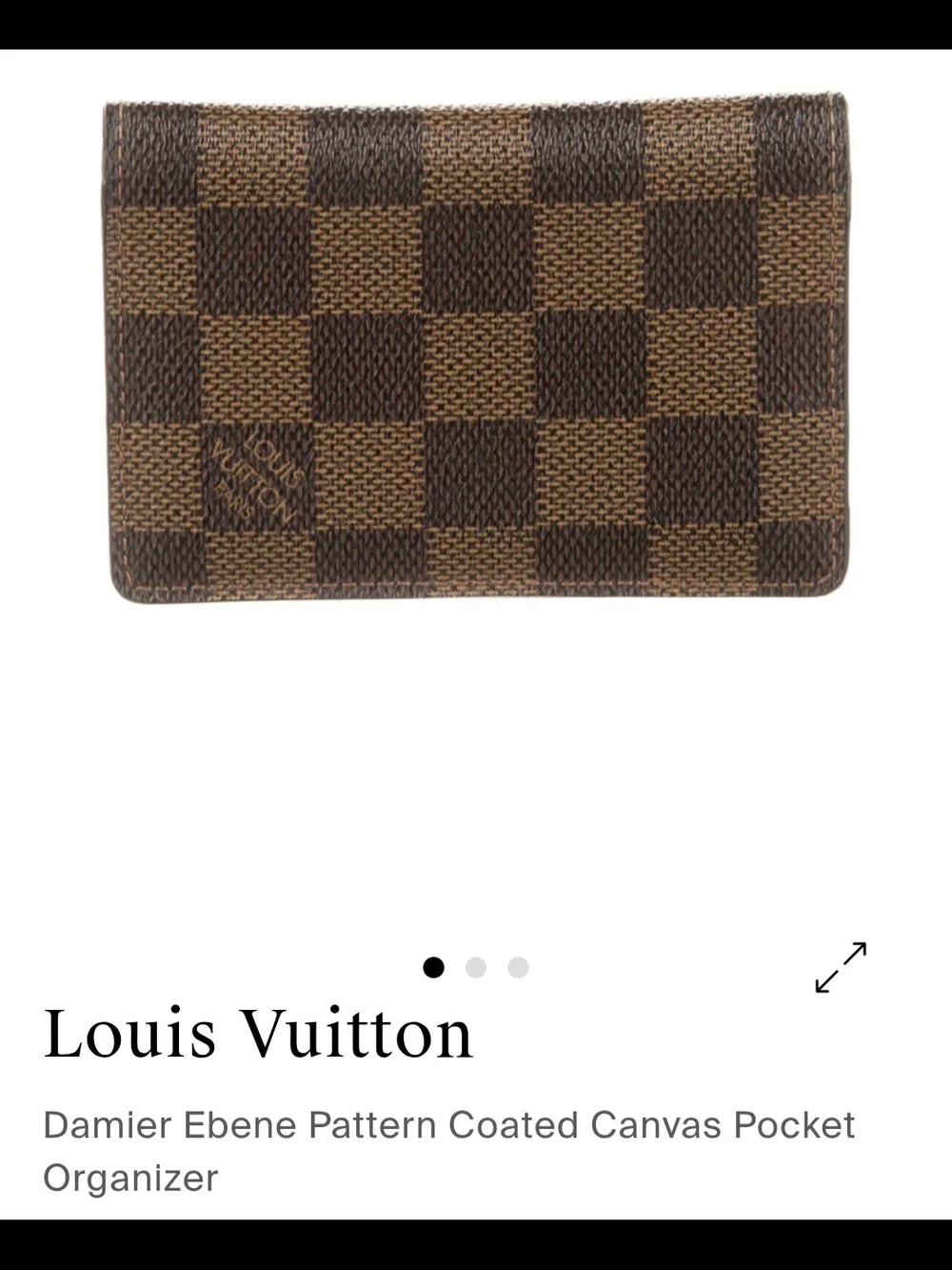 Louis Vuitton Damier Ebene Brown Canvas Pocket Organizer